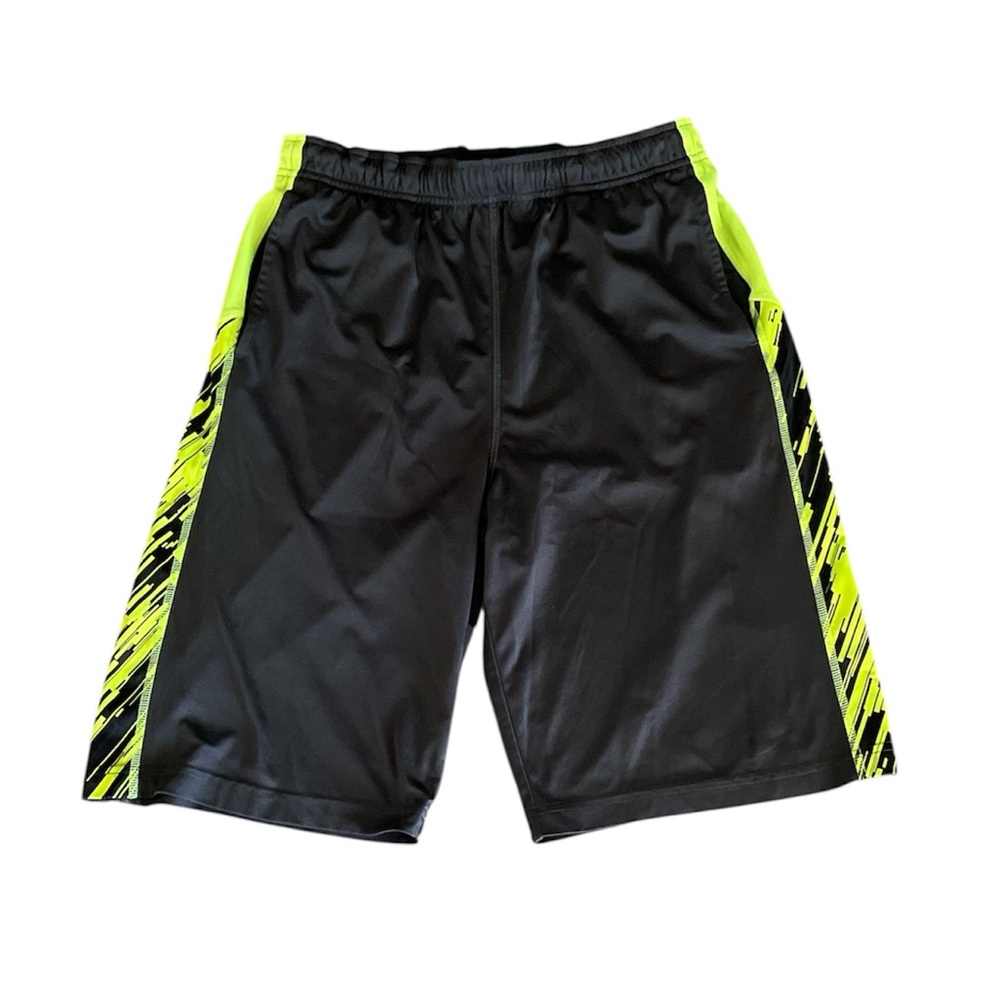 Nike big kids dark gray & neon green basketball shorts